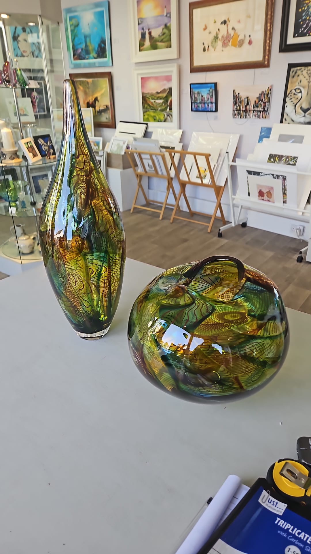 Bob Crooks-Mini Mosaic, Unique Hand Blown British Glass Bowl, Green - Primrose Gallery and Framing 