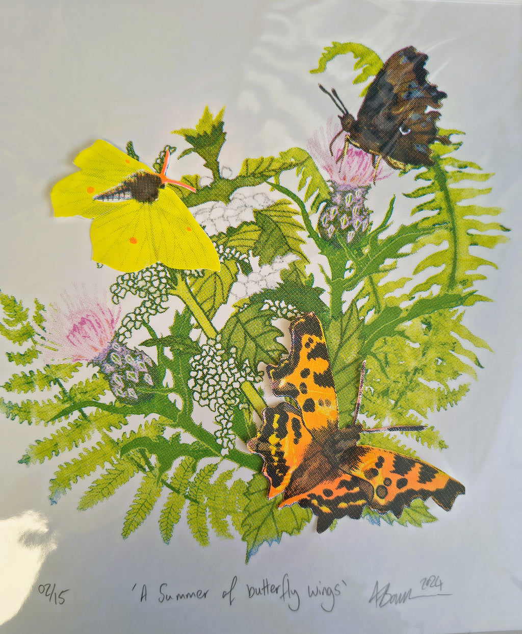 Amelia Bown - A Summer of Butterfly Wings, Original Ltd Edition Mounted Screen Print - Primrose Gallery and Framing 