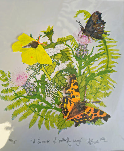 Amelia Bown - A Summer of Butterfly Wings, Original Ltd Edition Mounted Screen Print - Primrose Gallery and Framing 