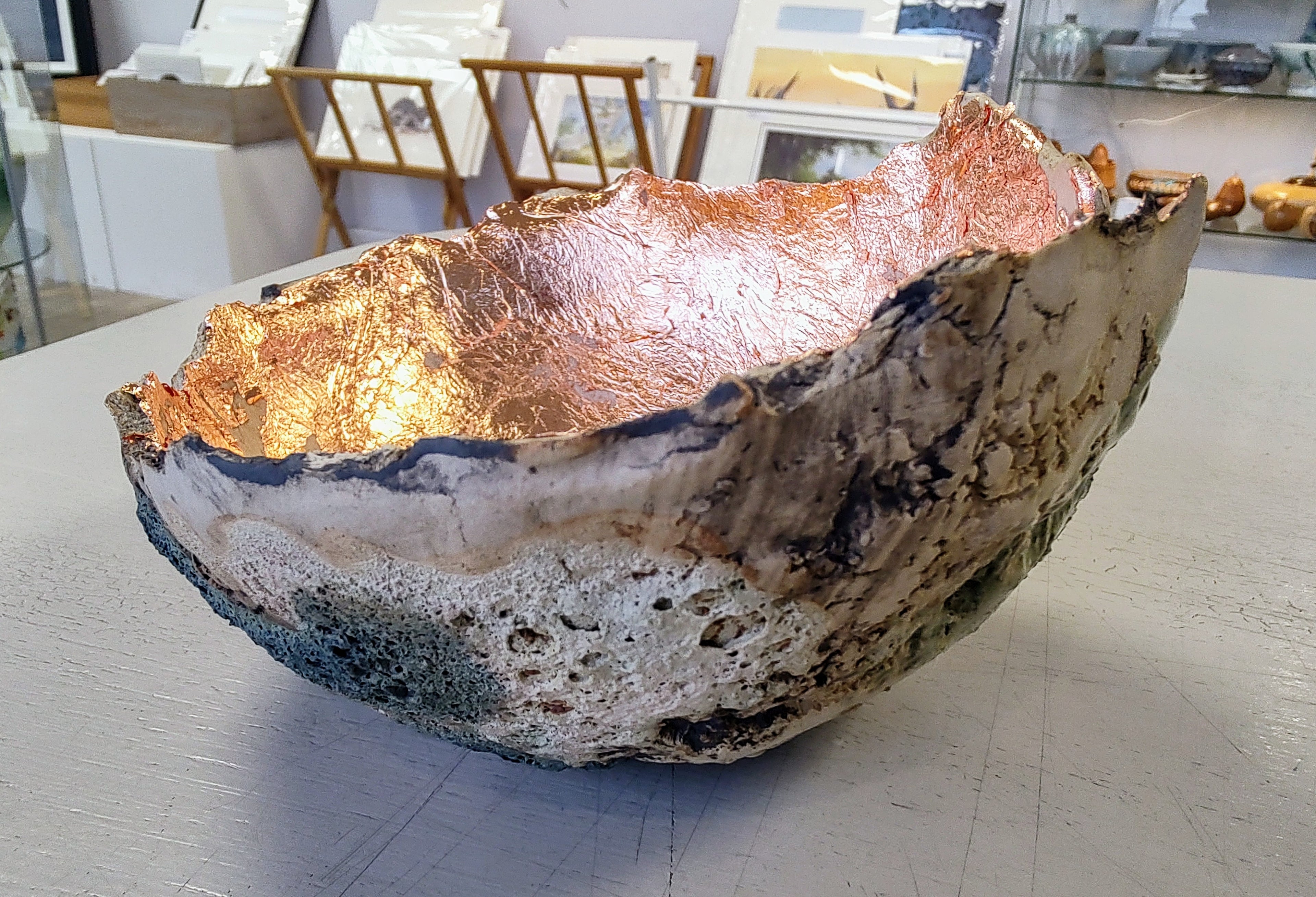 Emma Saul - Dragon Egg textured Ceramic Bowl #2 - Primrose Gallery and Framing 