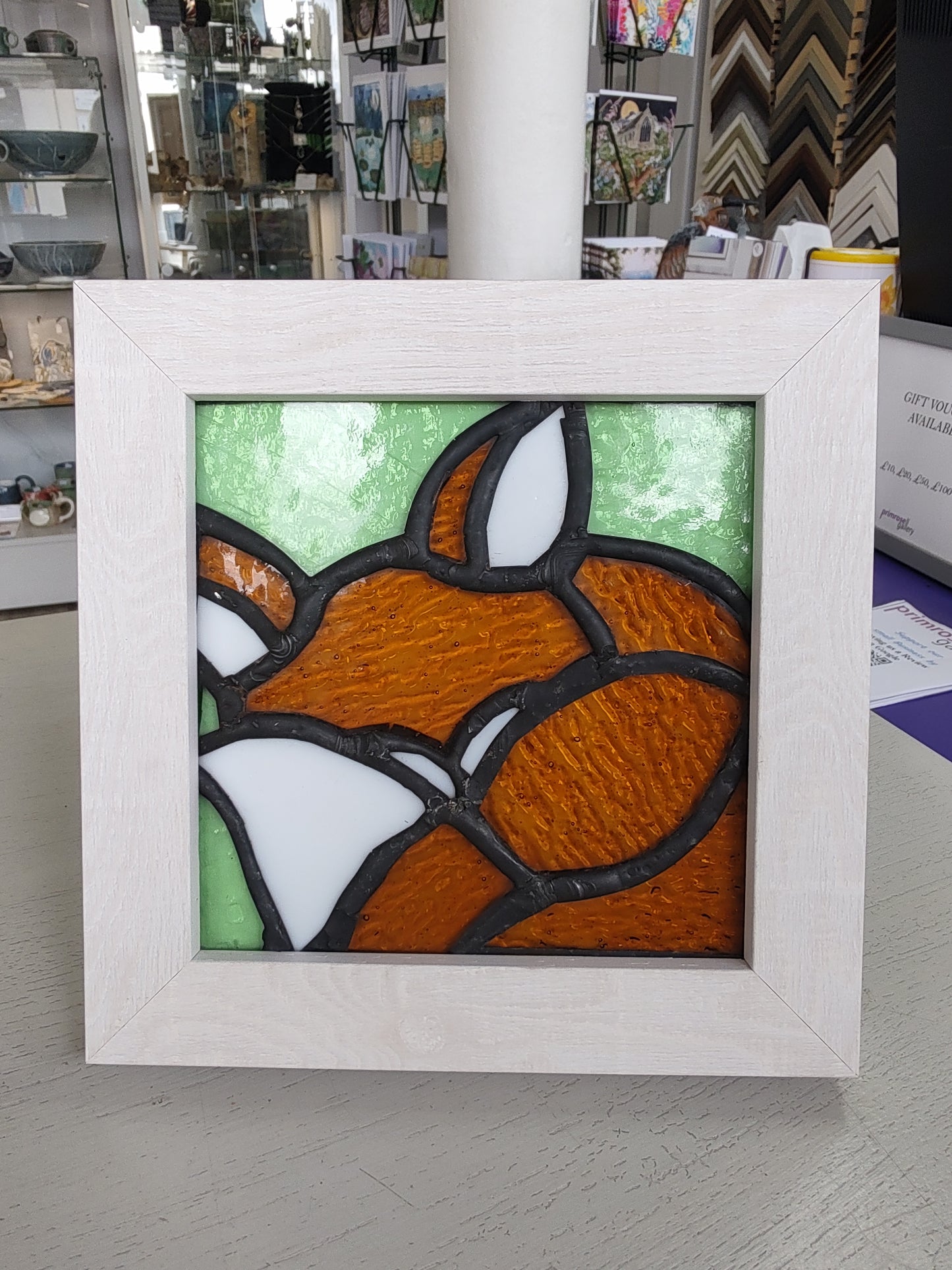 Pictures In Glass- Fox Dreams, Framed Stained Glass Picture