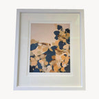 Blackcaps In Blue by Heidi Langridge, angle, photographed framed for Primrose Gallery