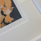 Blackcaps In Blue by Heidi Langridge, signature detail, photographed framed for Primrose Gallery
