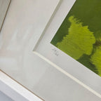 Chiff Chaff In Lush Greens by Heidi Langridge, edition detail, photographed framed for Primrose Gallery