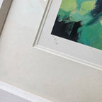 Warblers In Green by Heidi Langridge, edition detail, photographed framed for Primrose Gallery
