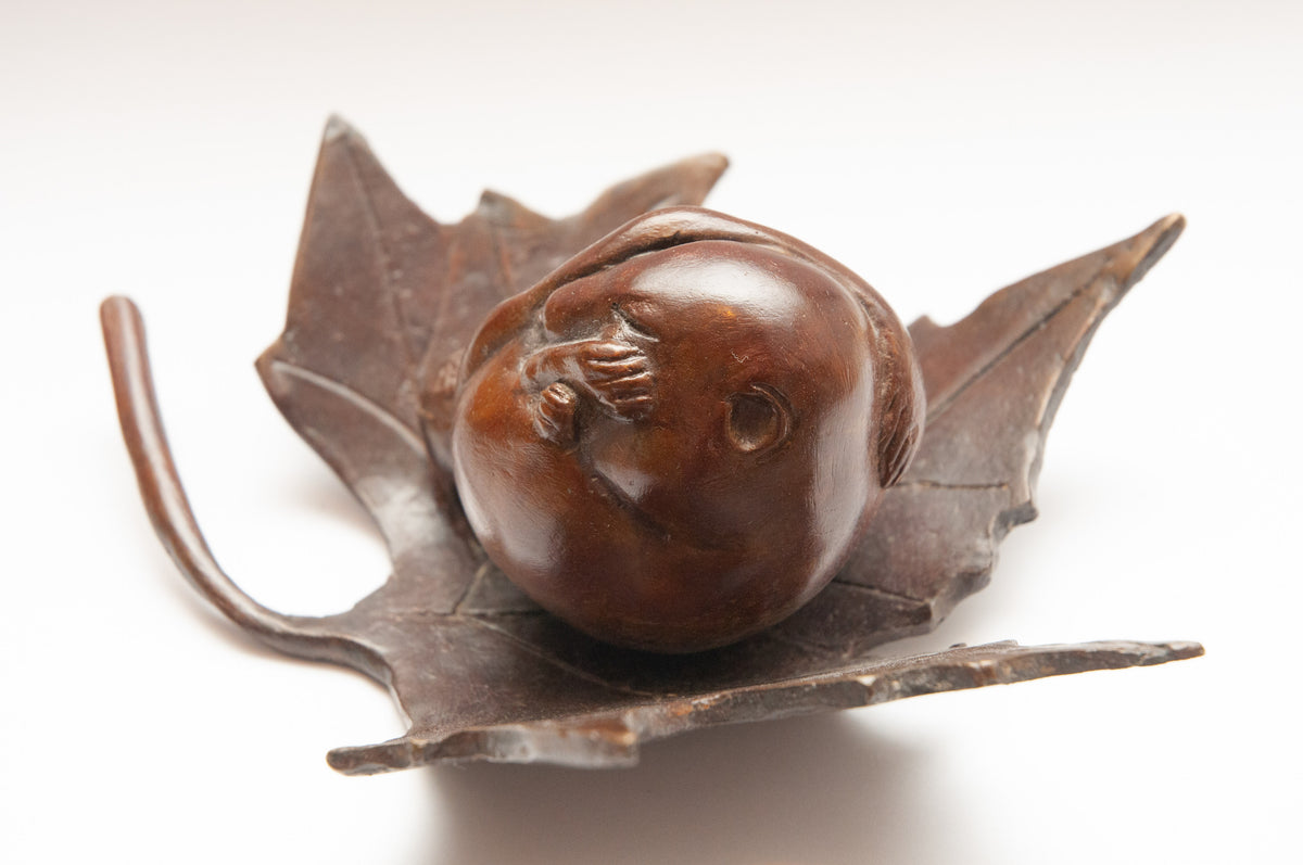Hibernating Dormouse on Maple Leaf by Helen Lopez — close-up of the sleeping dormouse