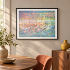 Illustrative room mockup of Anima by Iris Grace in a black frame