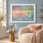 Illustrative interior mockup of Anima by Iris Grace in a white frame, with a complementary room scene
