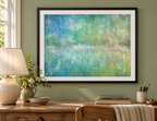 Illustrative room mockup of Eyebrook by Iris Grace in a black frame