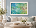 Illustrative interior mockup of Eyebrook by Iris Grace in a white frame, with a complementary room scene