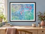 Illustrative room mockup of Fable by Iris Grace in a black frame