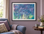 Illustrative room mockup of Hiatus by Iris Grace in a black frame