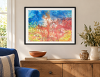 Illustrative room mockup of Innsaei by Iris Grace in a black frame