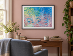 Illustrative room mockup of Koi by Iris Grace in a black frame