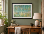Illustrative room mockup of Kumbengo by Iris Grace in a black frame