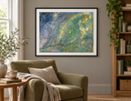 Illustrative room mockup of Longma by Iris Grace in a black frame