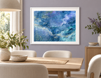 Illustrative interior mockup of Moon River & Me by Iris Grace in a white frame, with a complementary room scene