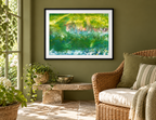 Illustrative room mockup of Sea Elf by Iris Grace in a black frame