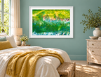 Illustrative interior mockup of Sea Elf by Iris Grace in a white frame, with a complementary room scene