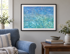 Illustrative room mockup of Sea Whistle by Iris Grace in a black frame