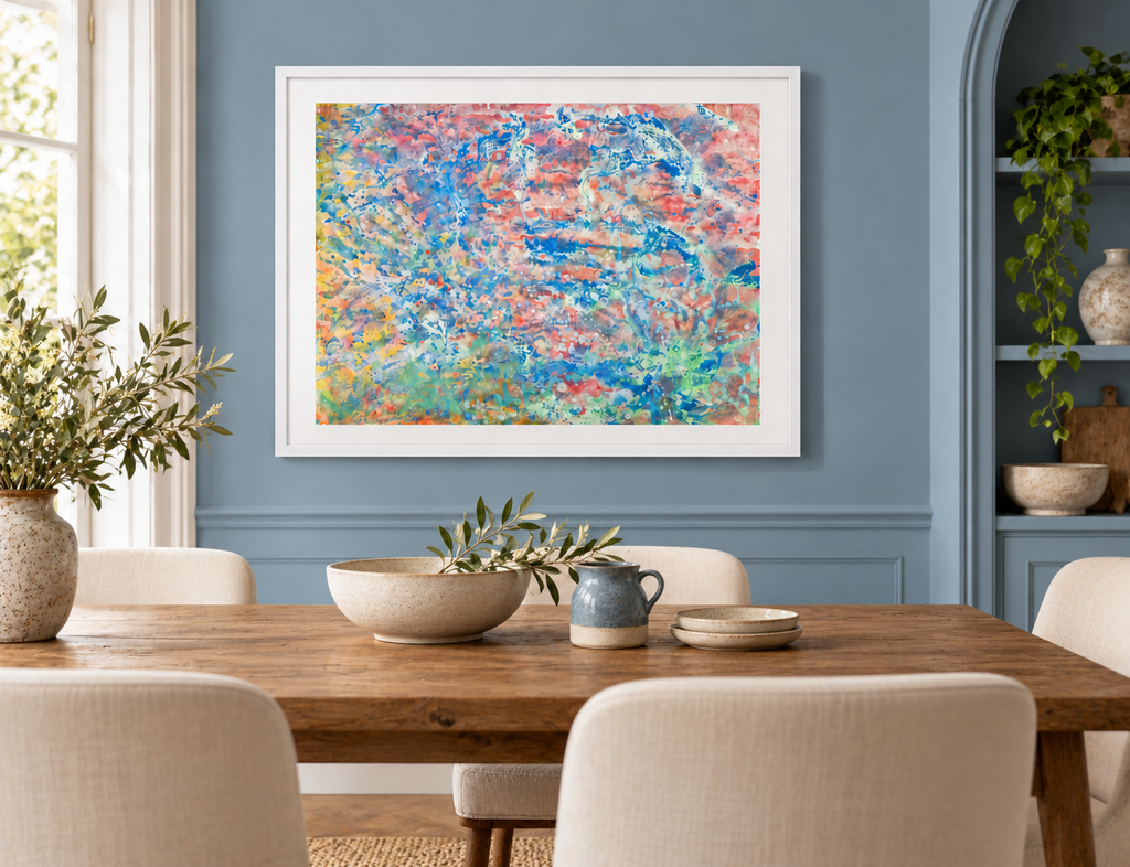 Illustrative interior mockup of Separation by Iris Grace in a white frame, with a complementary room scene