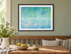 Illustrative room mockup of Water Dance by Iris Grace in a black frame