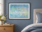 Illustrative room mockup of Whisper by Iris Grace in a black frame