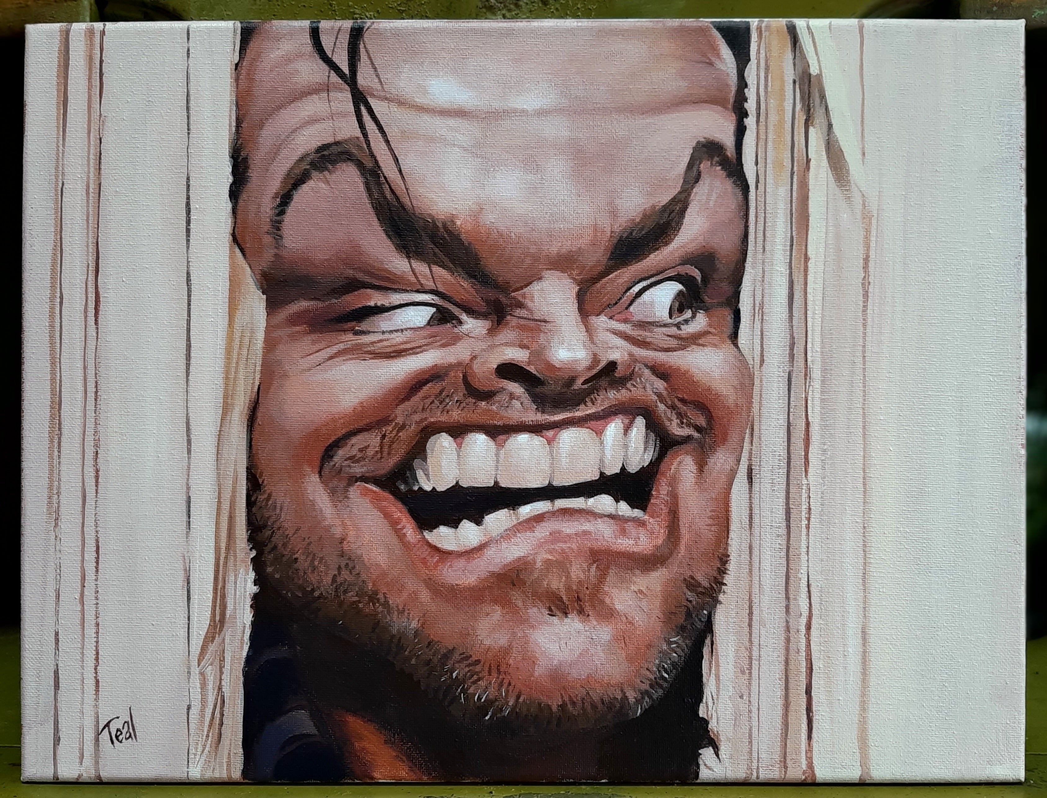 Adrian Teal- Here's Johnny, The Shining, Original Artwork on Canvas - Primrose Gallery and Framing 