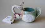 Marika Du Plessis- Bird Coffee Cup, Green and Cream - Primrose Gallery and Framing 