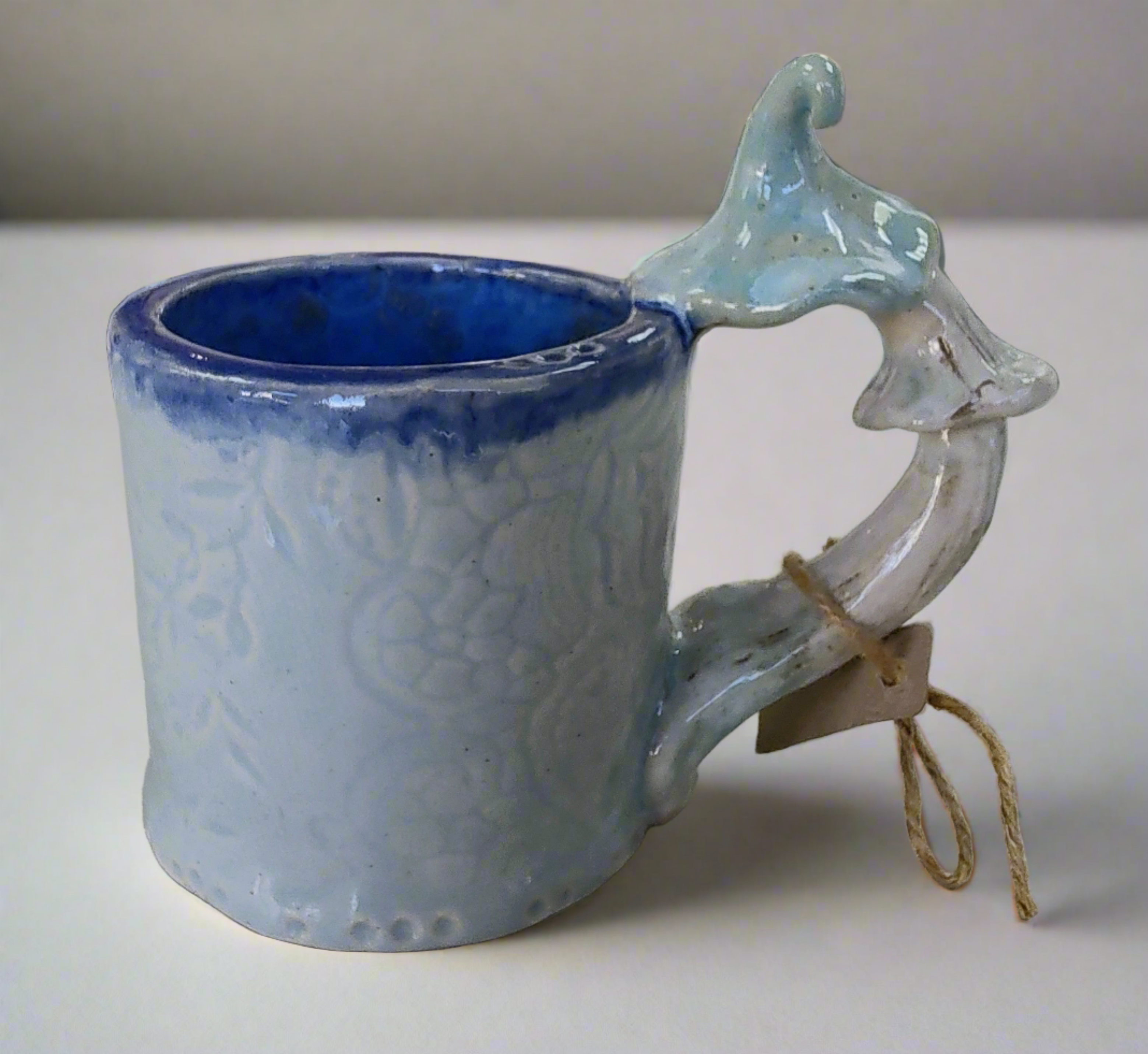 Marika Du Plessis- Toadstool Coffee Cup, Pale Blue - Primrose Gallery and Framing 