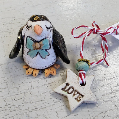 Marika Du Plessis- Quirky Penguin, Ceramic Christmas Decoration, Mini - Primrose Gallery and Framing 