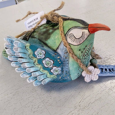 Marika Du Plessis- Quirky Bird, Ceramic Sculpture, Large - Primrose Gallery and Framing 