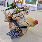 Marika Du Plessis- Quirky Reindeer, Ceramic Christmas Decoration, Large - Primrose Gallery and Framing 