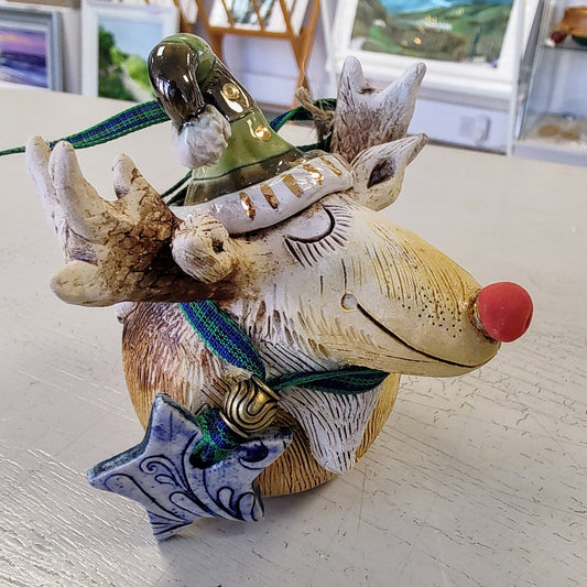 Marika Du Plessis- Quirky Reindeer, Ceramic Christmas Decoration, Large