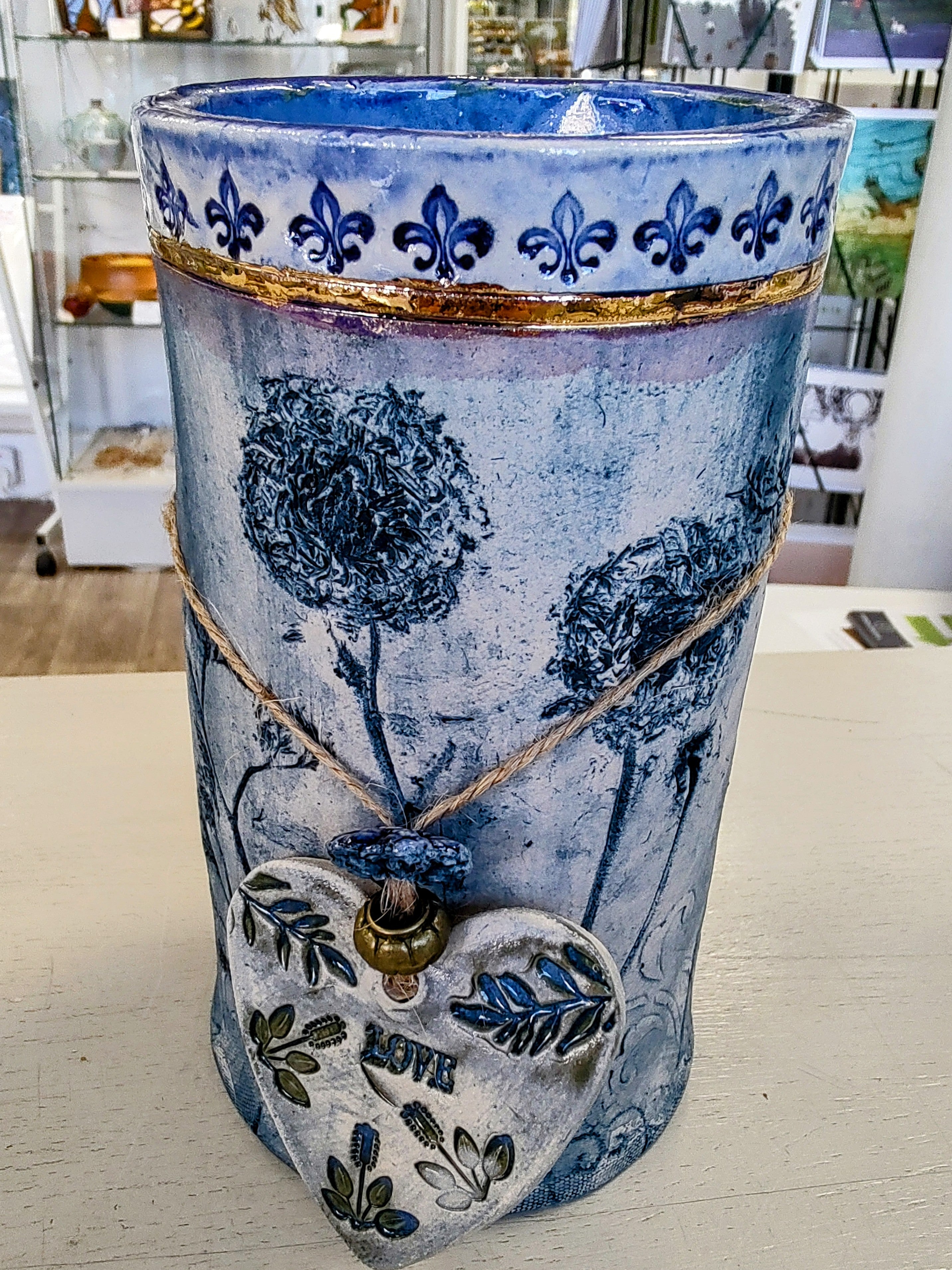 Marika Du Plessis- Pressed Ceramic Vase, Dark Blue- Large - Primrose Gallery and Framing 