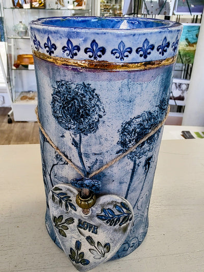 Marika Du Plessis- Pressed Ceramic Vase, Dark Blue- Large - Primrose Gallery and Framing 