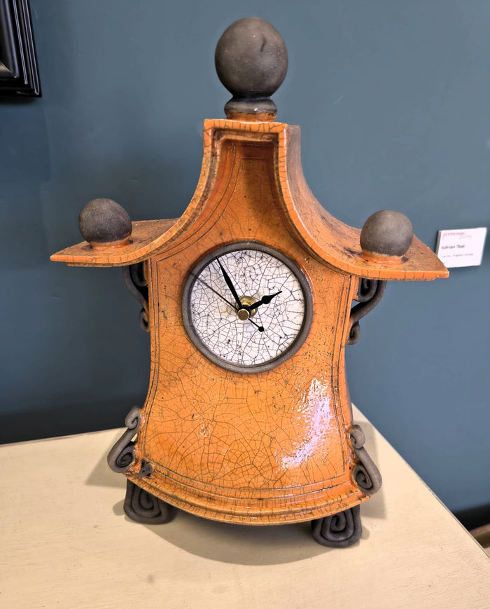 Stonesplitter- Medium Orange Raku Clock