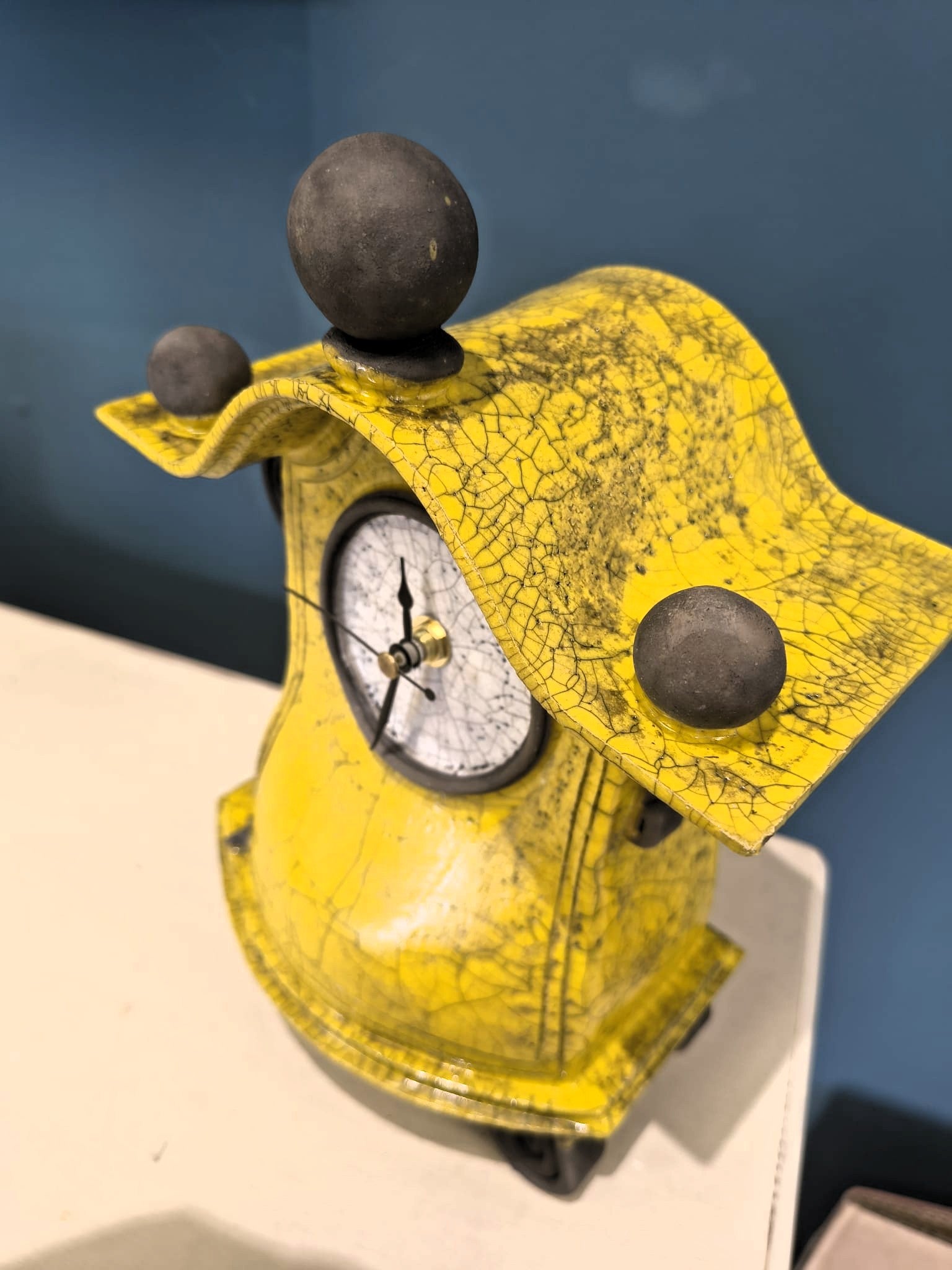 Stonesplitter- Medium Yellow Raku Clock - Primrose Gallery and Framing 