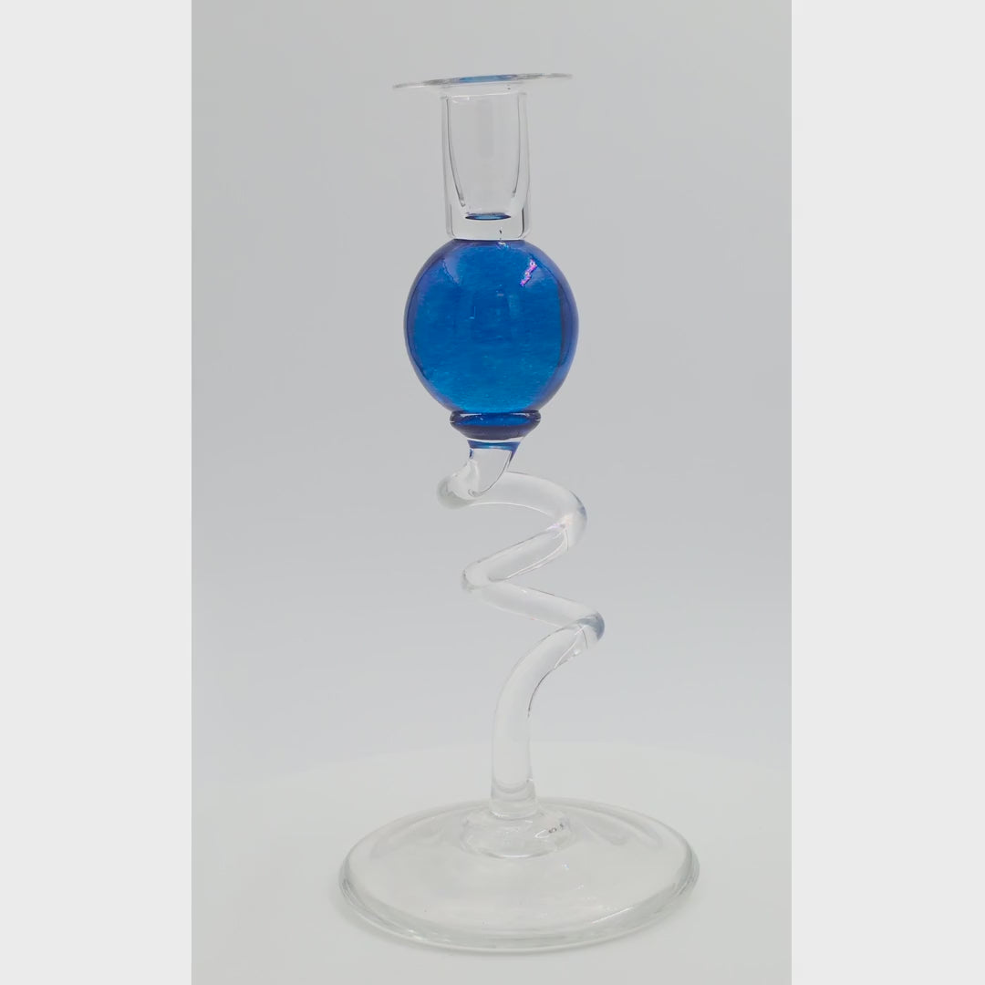 Bob Crooks — Dark Blue Glass Candlestick, rotating view