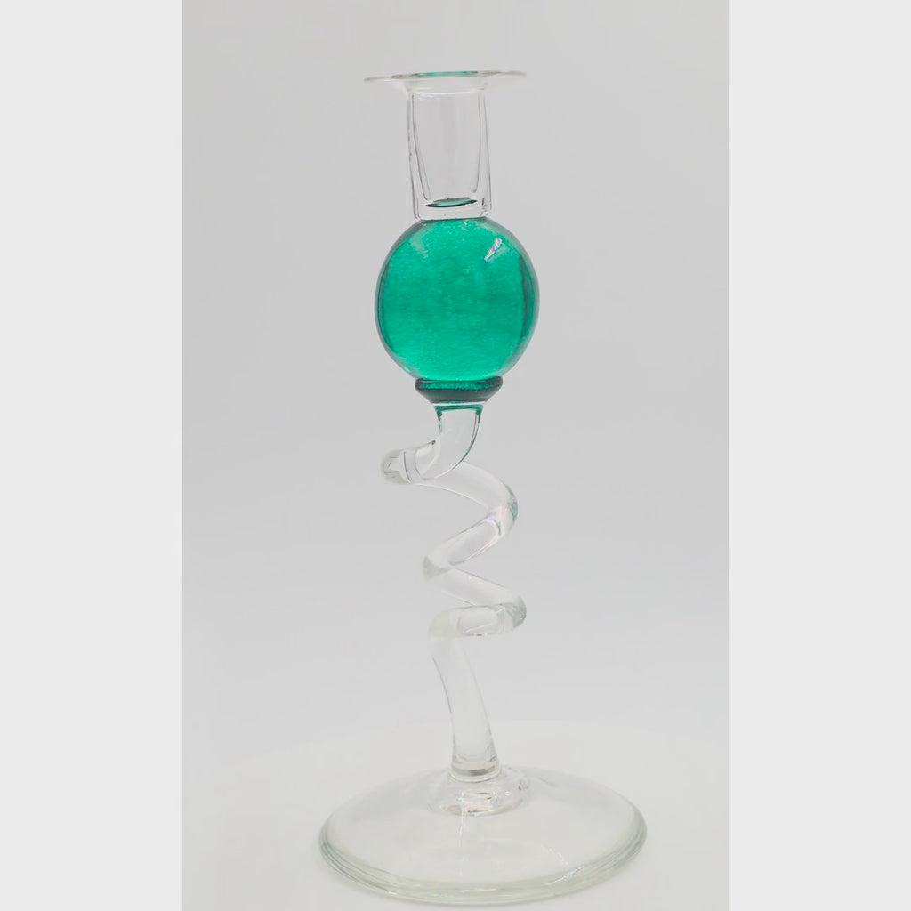Bob Crooks — Aqua Glass Candlestick, rotating view