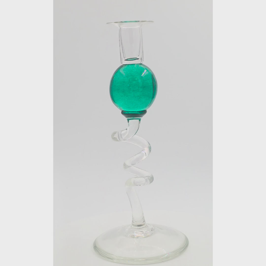 Bob Crooks — Aqua Glass Candlestick, rotating view