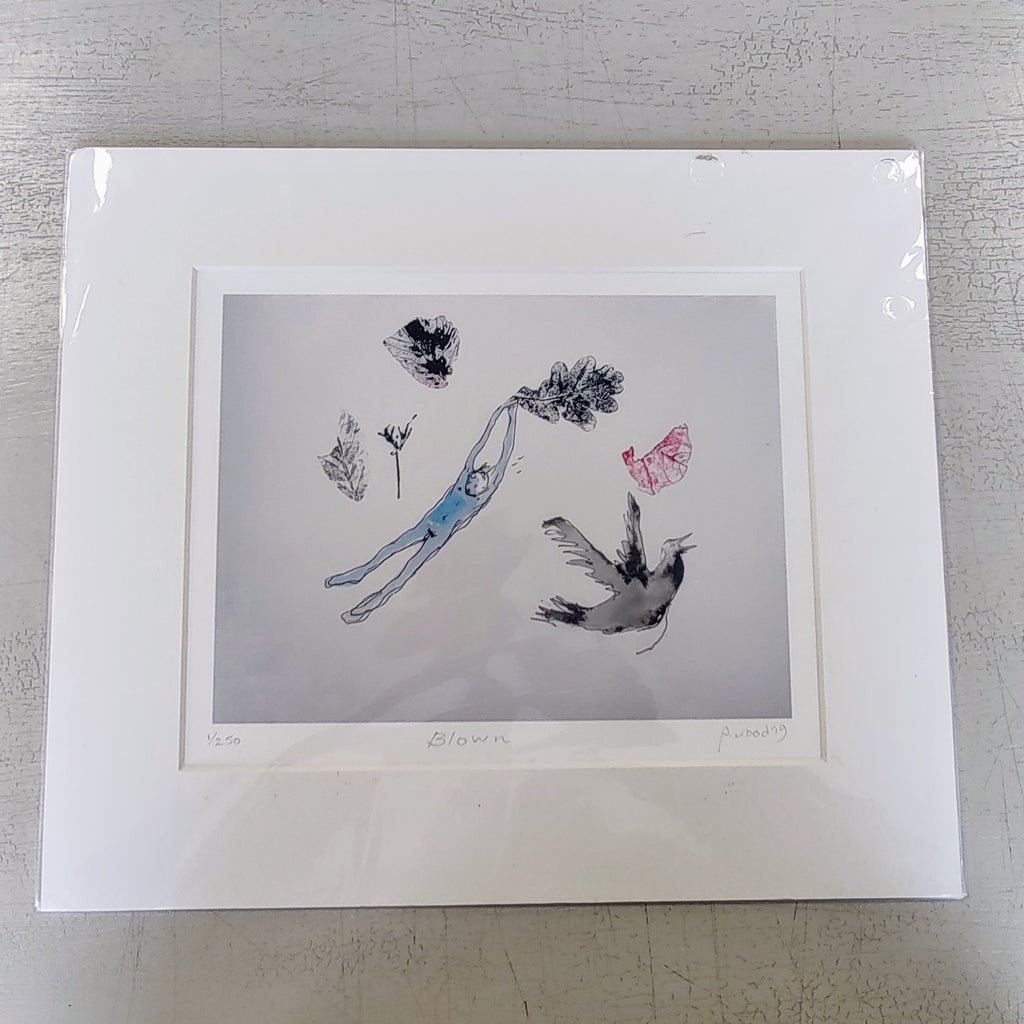 Pauline Wood- Blown, Mounted Mixed Media Printmaking - Primrose Gallery and Framing 