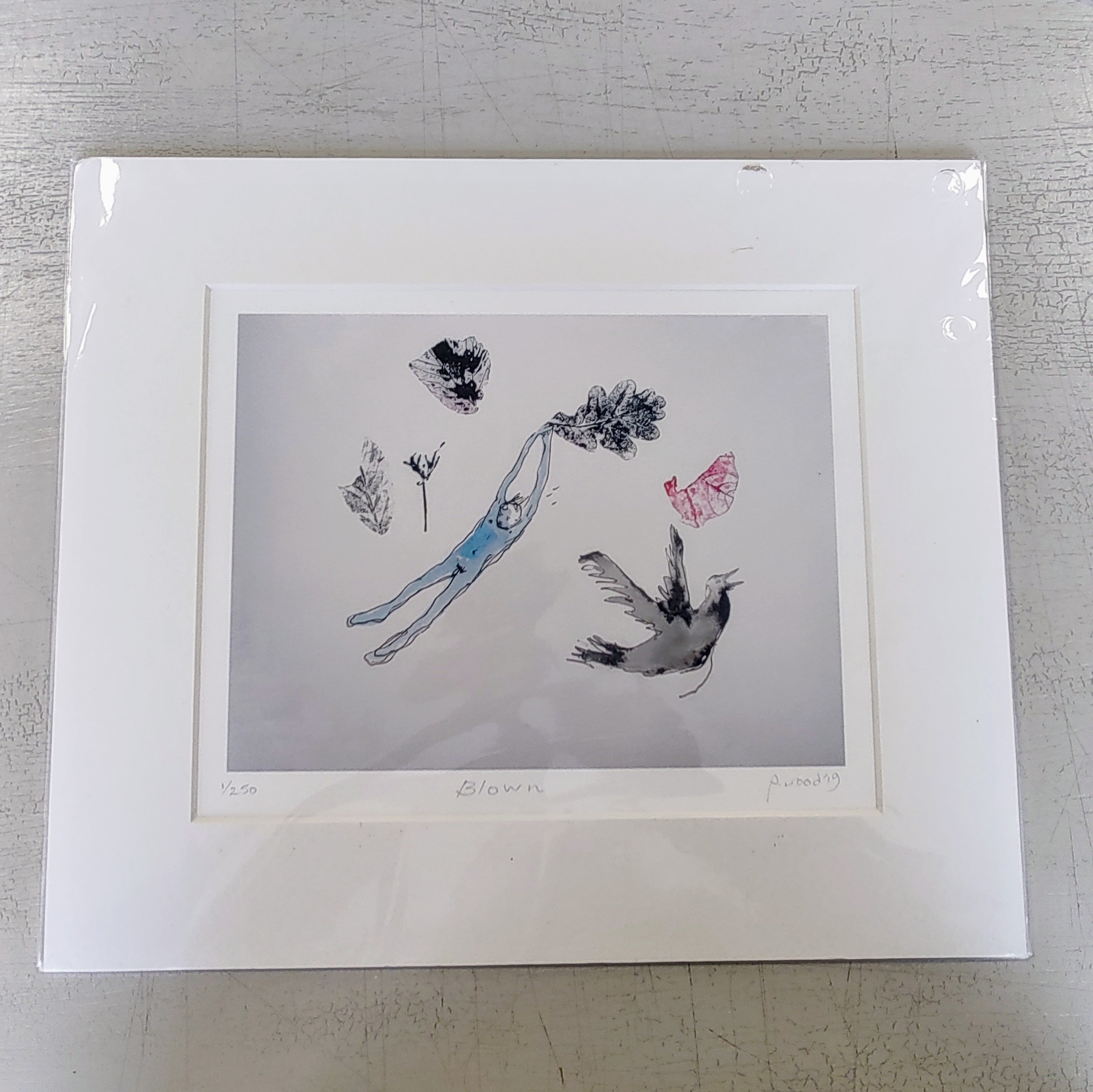 Pauline Wood- Blown, Mounted Mixed Media Printmaking - Primrose Gallery and Framing 