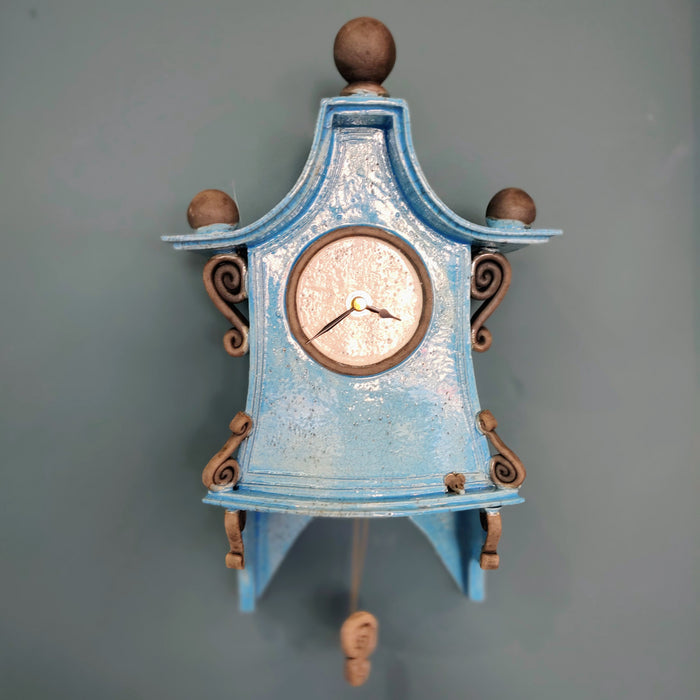 Stonesplitter- Medium Light Blue Raku Wall Clock