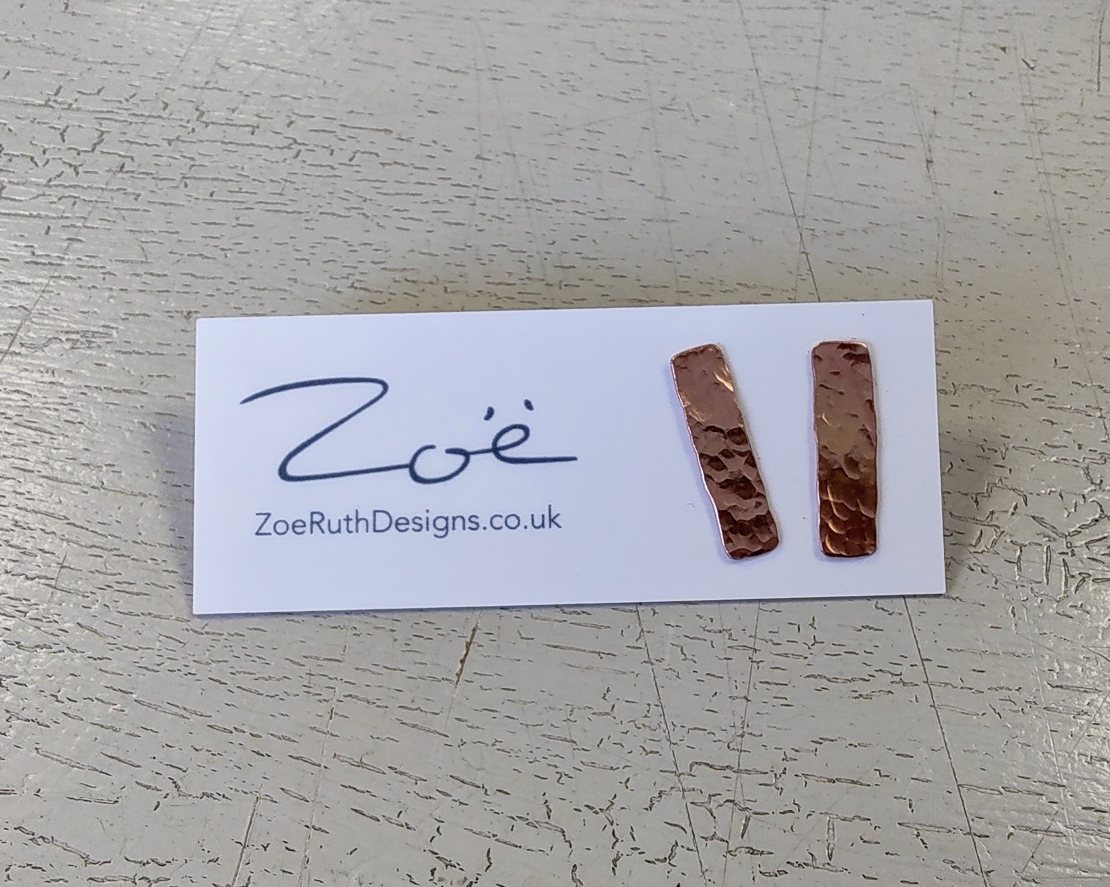 Zoe Ruth- Copper Hammered Bar Studs - Primrose Gallery and Framing 