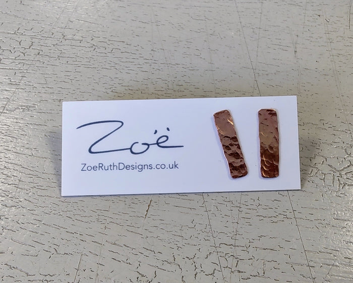 Zoe Ruth- Copper Hammered Bar Studs