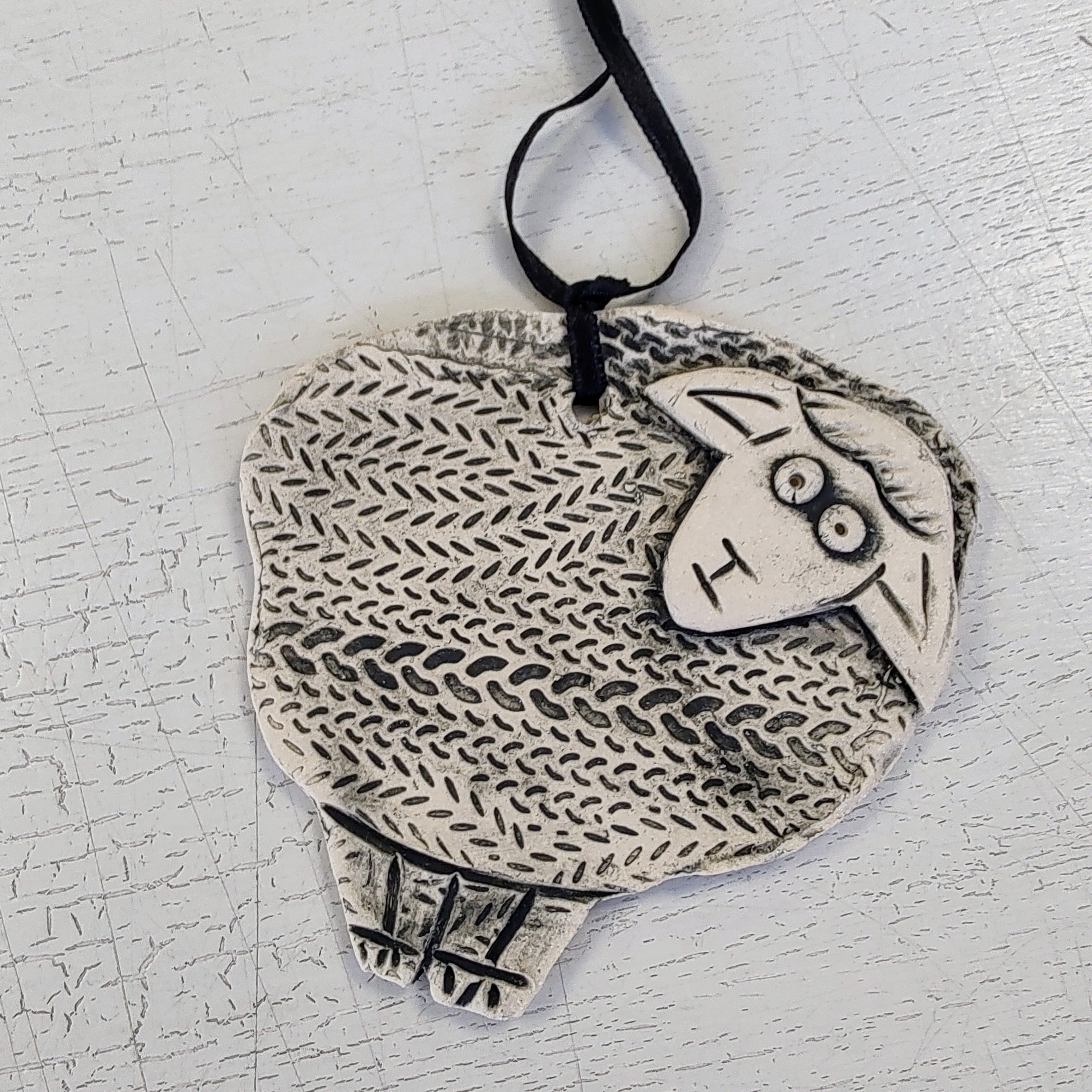 Dawn Isaac- Ceramic Hanging Sheep, Black - Primrose Gallery and Framing 