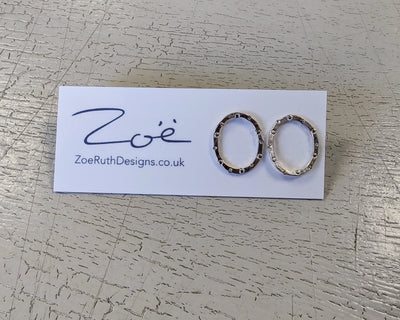 Zoe Ruth- Open Oval Silver Dot Stud - Primrose Gallery and Framing 