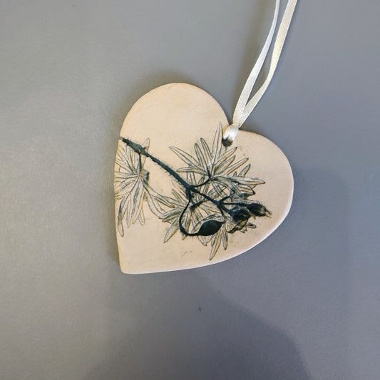 Dawn Isaac- Ceramic Hanging Heart, Green Floral