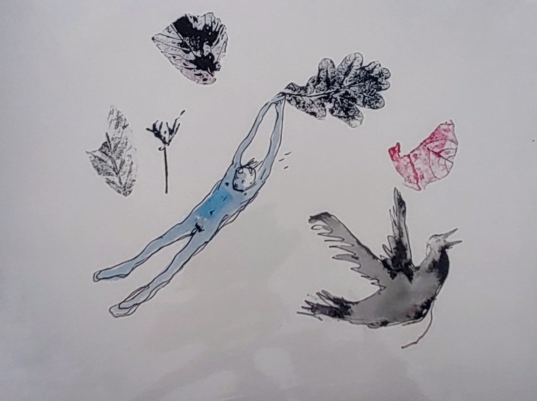 Pauline Wood- Blown, Mounted Mixed Media Printmaking - Primrose Gallery and Framing 